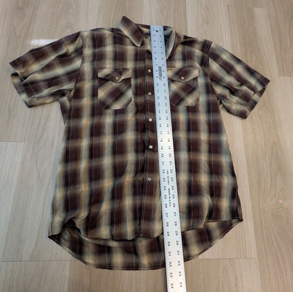 Dixxon The Ole Steamer Brown Plaid Pearl Snap Button Up Size XL Bamboo Blend - Picture 2 of 7
